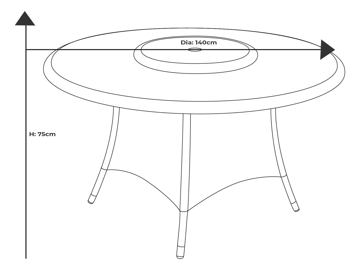 Eton 6 Seat Round Dining Set dimensions